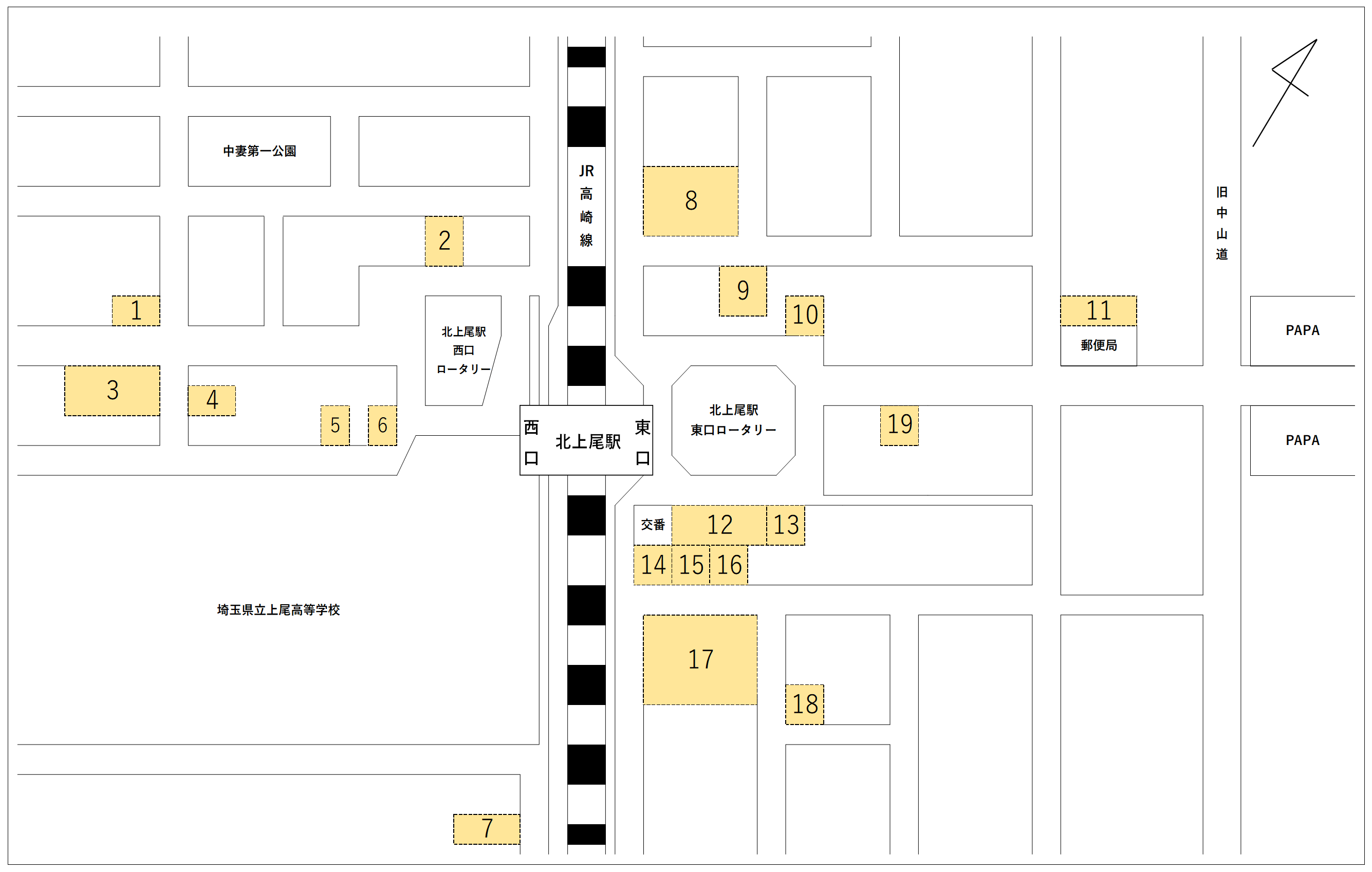 北上尾駅周辺駐輪場図